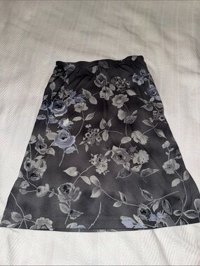 Wrapper Skirt with Gray and Soft Blue Floral Print